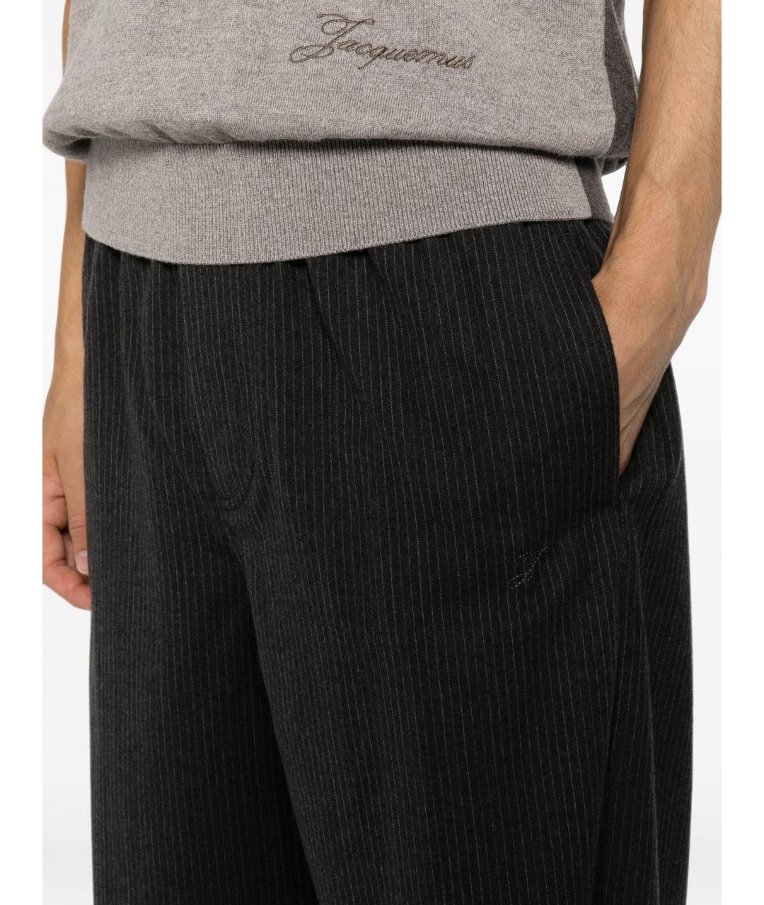 JACQUEMUS Серые хлопковые повседневные брюки, фото 5