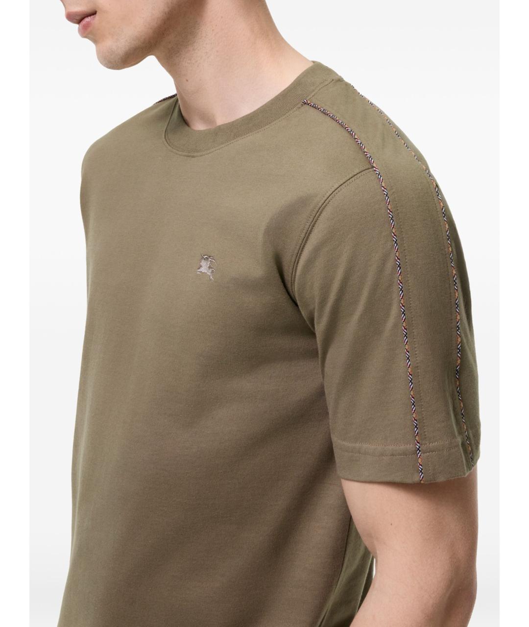 BURBERRY Хаки хлопковая футболка, фото 3