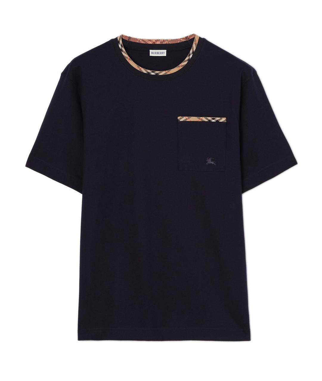 BURBERRY Темно-синяя хлопковая футболка, фото 1