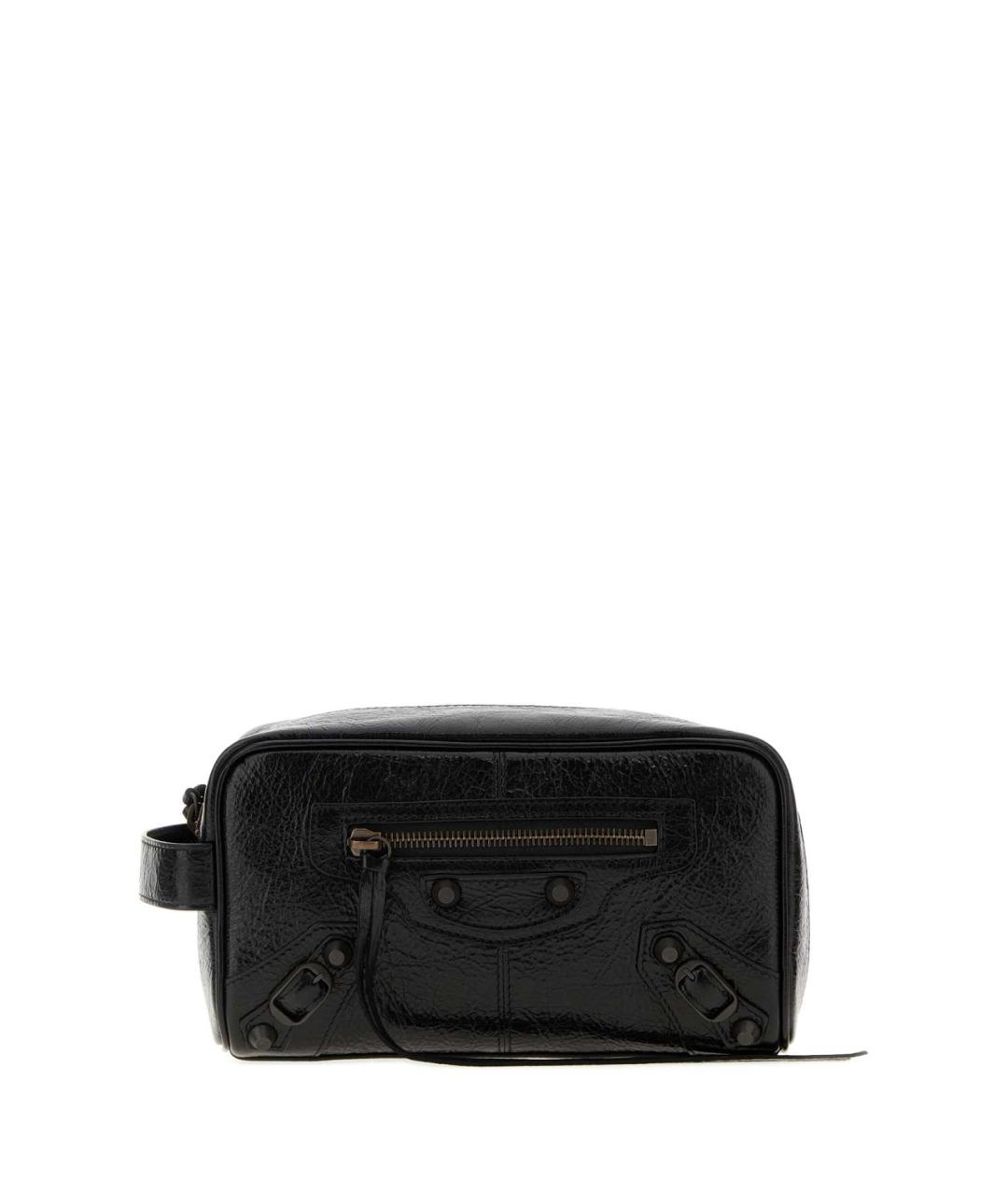 BALENCIAGA Черная кожаная косметичка, фото 1