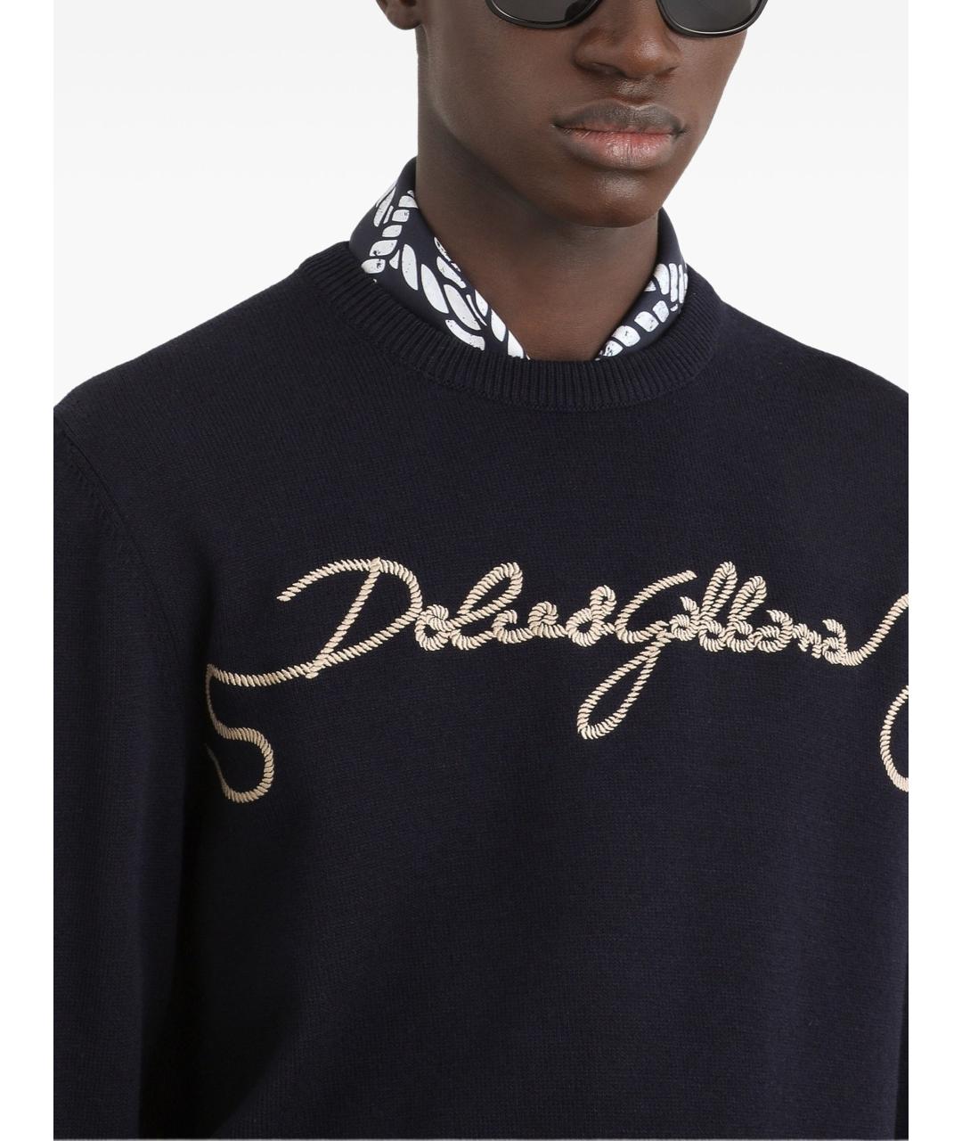 DOLCE&GABBANA Темно-синий шерстяной джемпер / свитер, фото 4