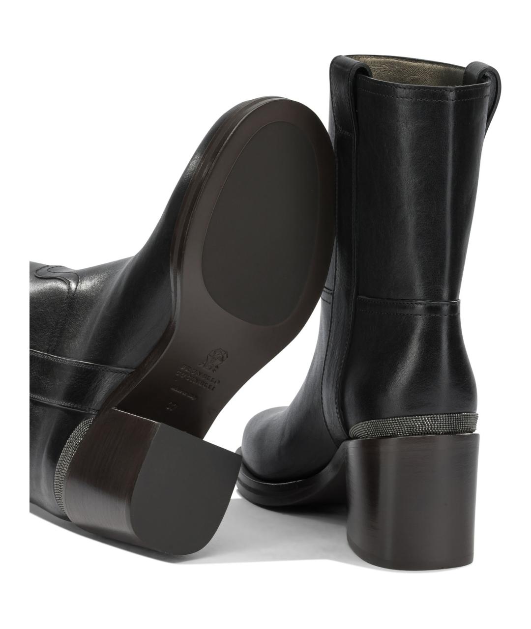 BRUNELLO CUCINELLI Черные кожаные ботильоны, фото 5