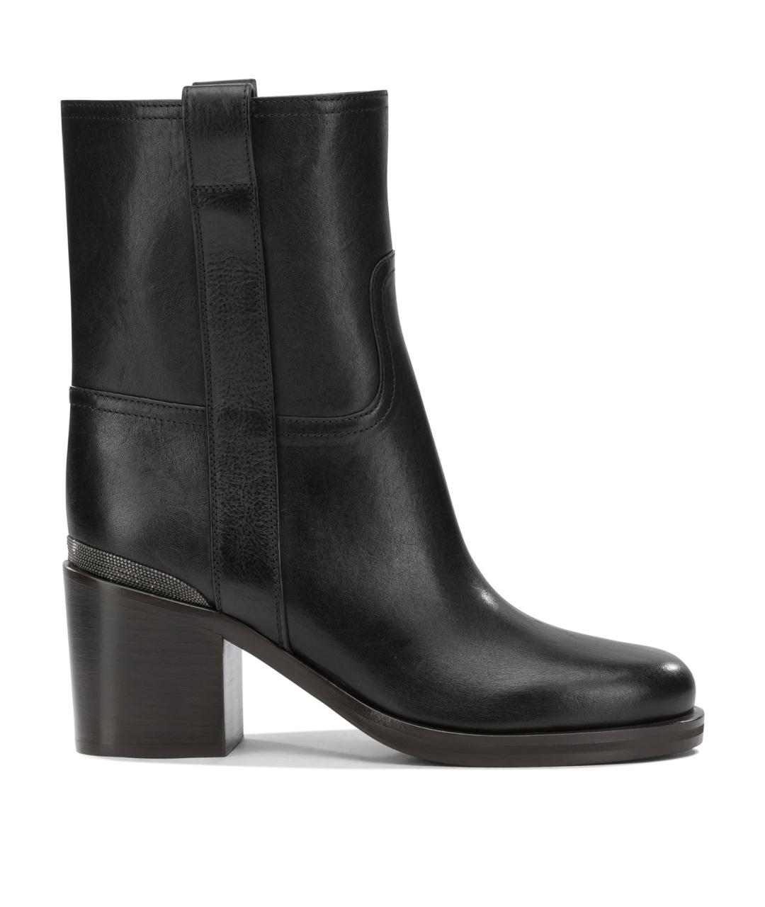BRUNELLO CUCINELLI Черные кожаные ботильоны, фото 1