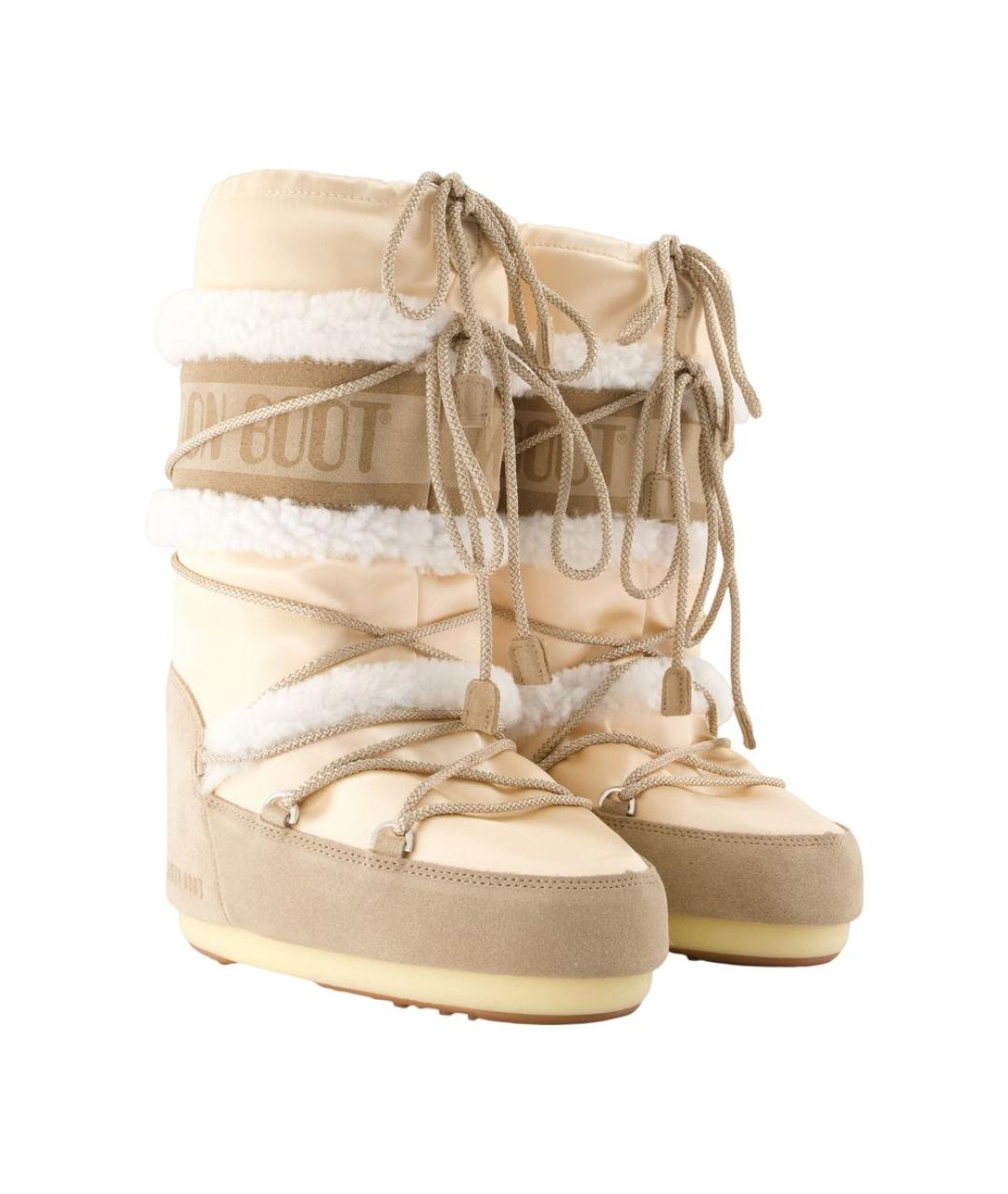 MOON BOOT Бежевые кожаные сапоги, фото 2