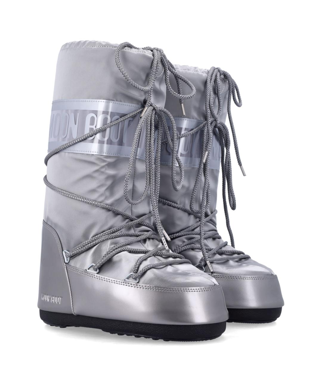 MOON BOOT Серебряные синтетические ботинки, фото 2