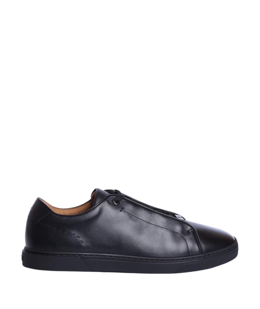HUGO BOSS Черные кожаные низкие кроссовки / кеды, фото 1