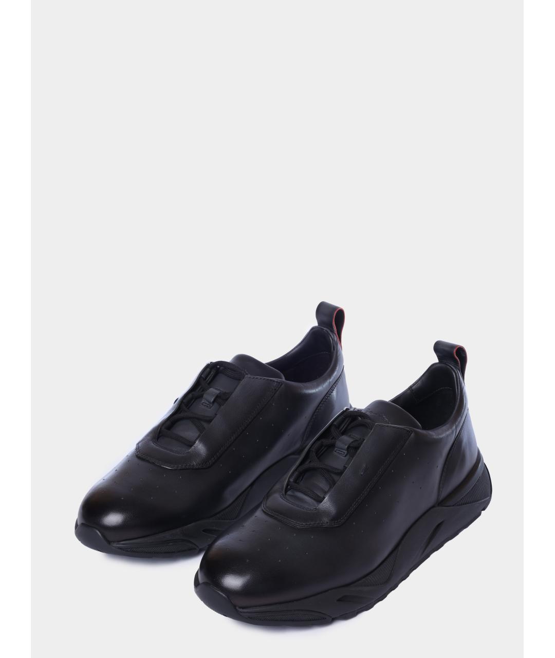 SANTONI Серые кожаные низкие кроссовки / кеды, фото 2