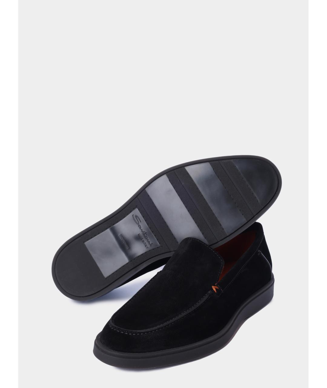 SANTONI Черные бархатные лоферы, фото 4