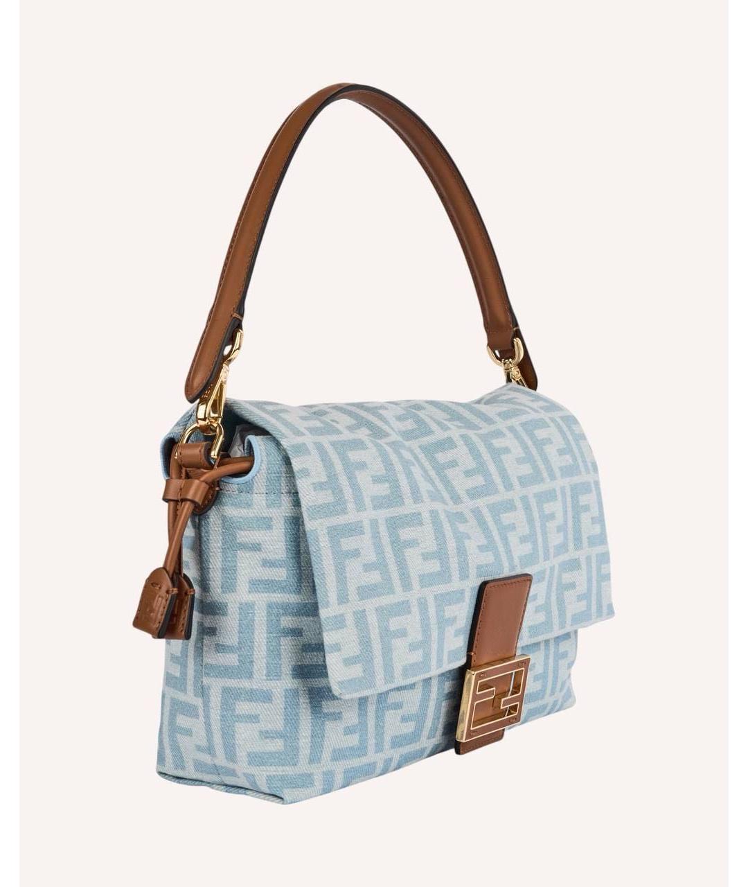 FENDI Голубая тканевая сумка через плечо, фото 2