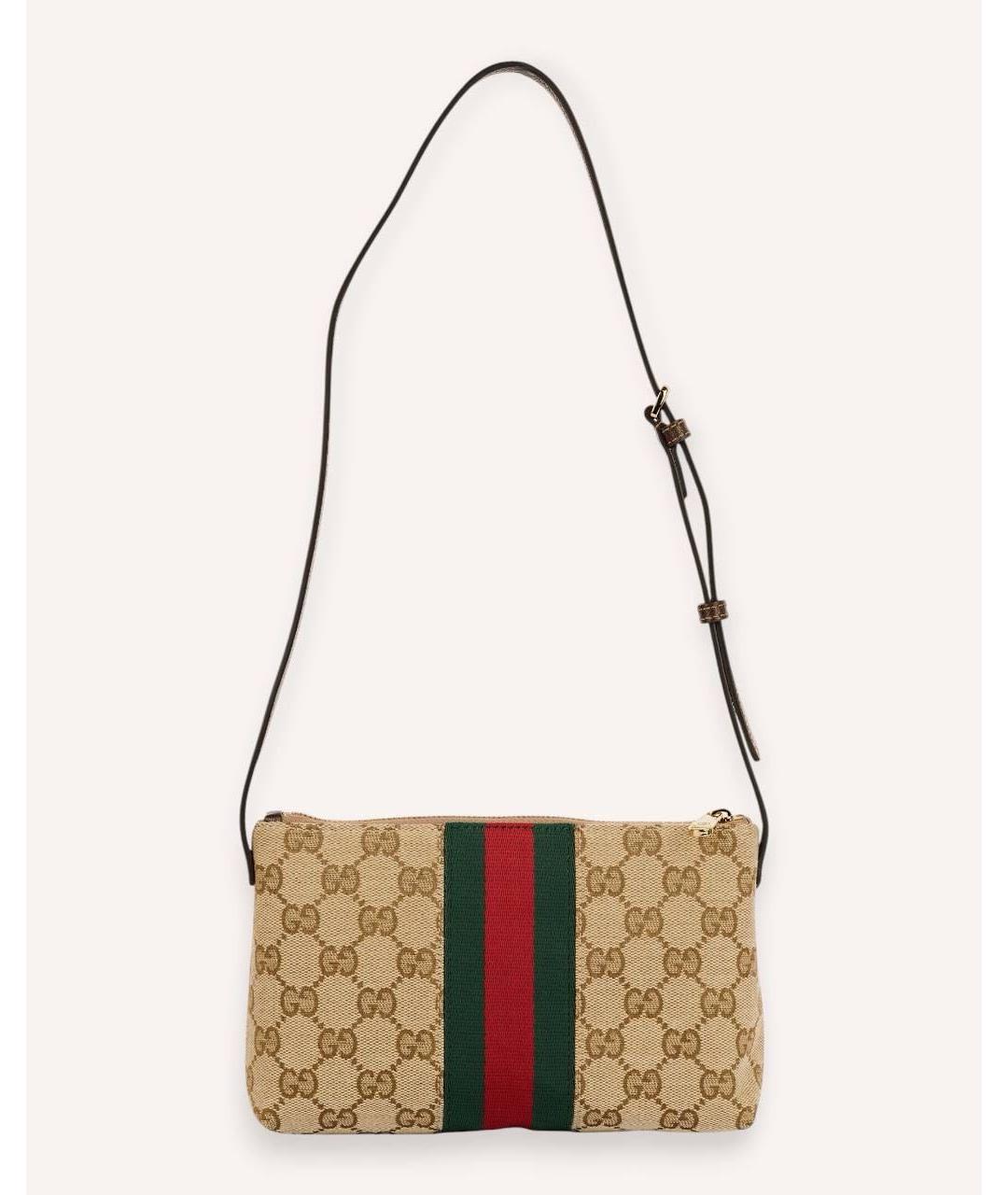 GUCCI Коричневая сумка через плечо из канвы, фото 3
