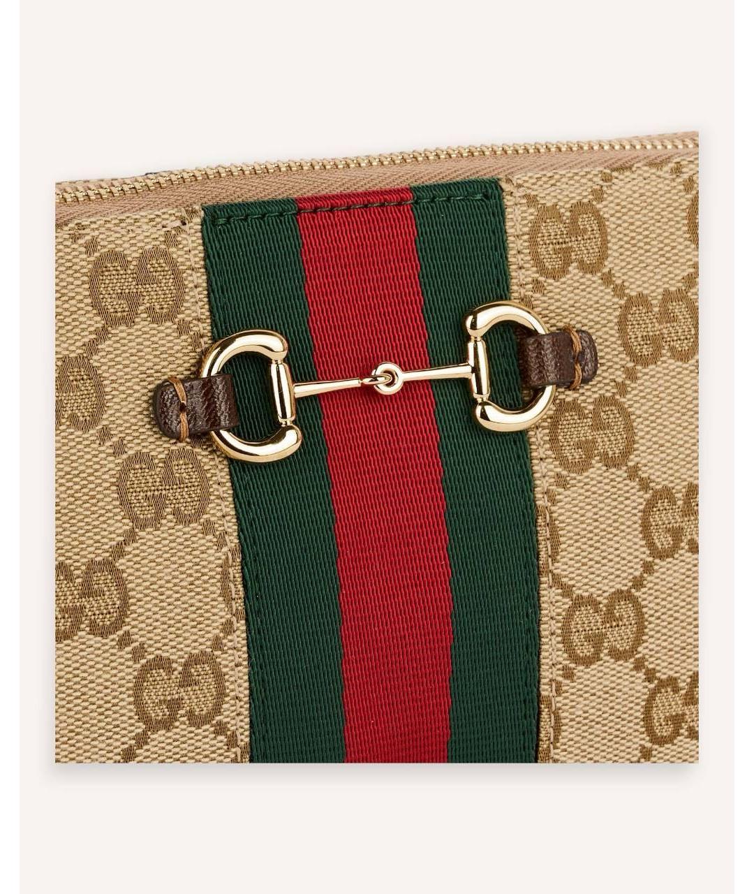 GUCCI Коричневая сумка через плечо из канвы, фото 4