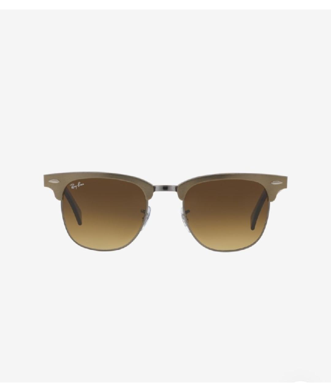 RAY BAN Коричневые металлические солнцезащитные очки, фото 10