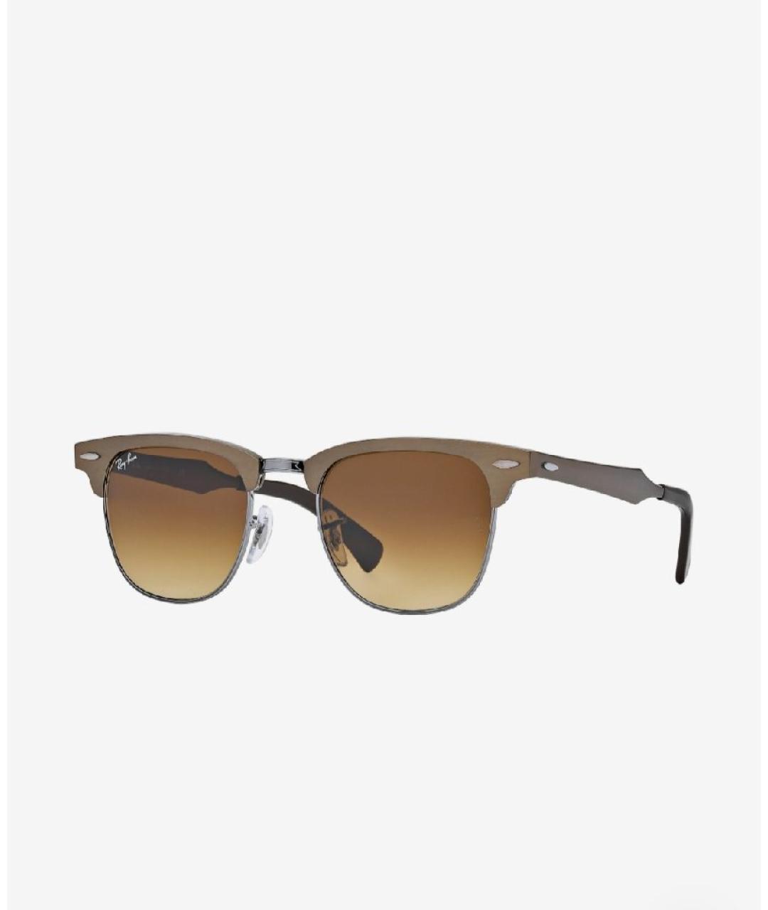 RAY BAN Коричневые металлические солнцезащитные очки, фото 2