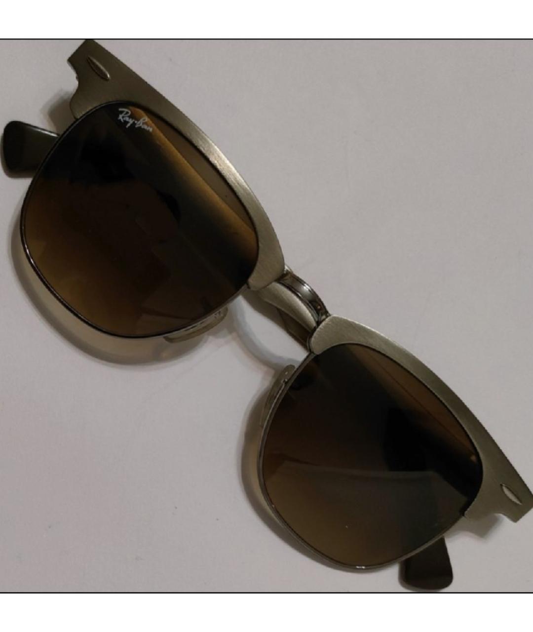 RAY BAN Коричневые металлические солнцезащитные очки, фото 4