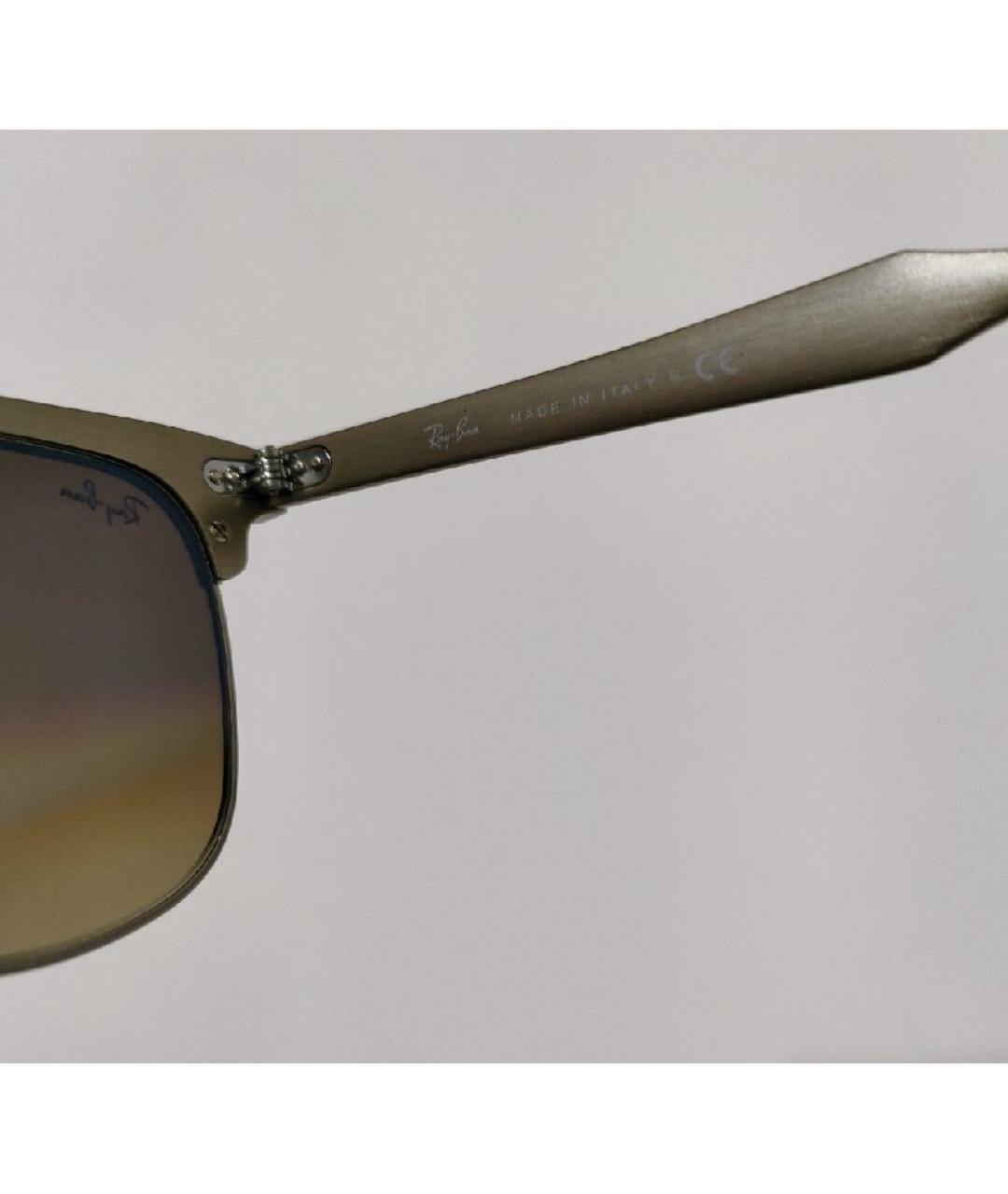 RAY BAN Коричневые металлические солнцезащитные очки, фото 8