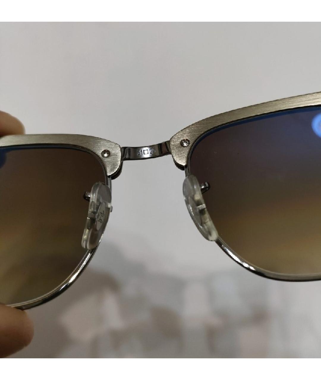 RAY BAN Коричневые металлические солнцезащитные очки, фото 7