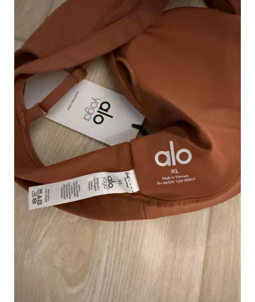ALO YOGA Коричневая полиэстеровая майка, фото 4
