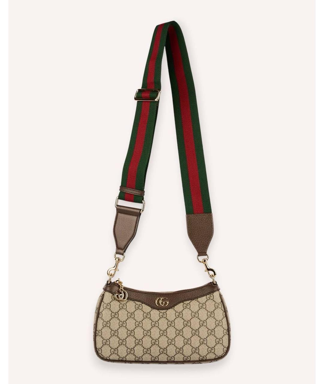 GUCCI Коричневая сумка через плечо из канвы, фото 6