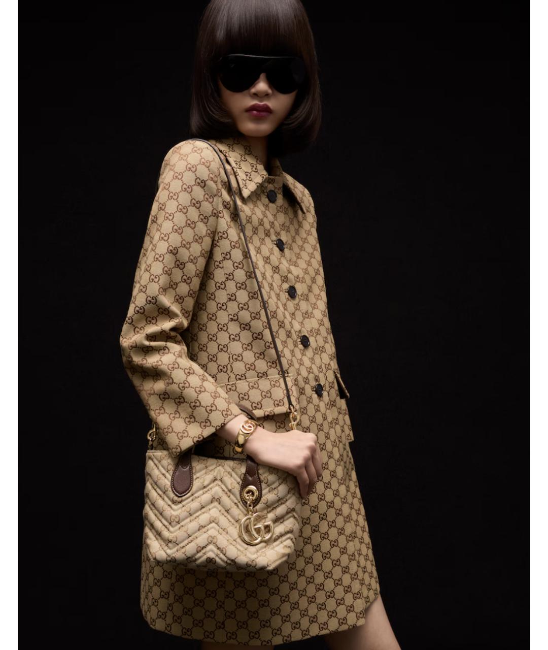 GUCCI Коричневая сумка через плечо из канвы, фото 6