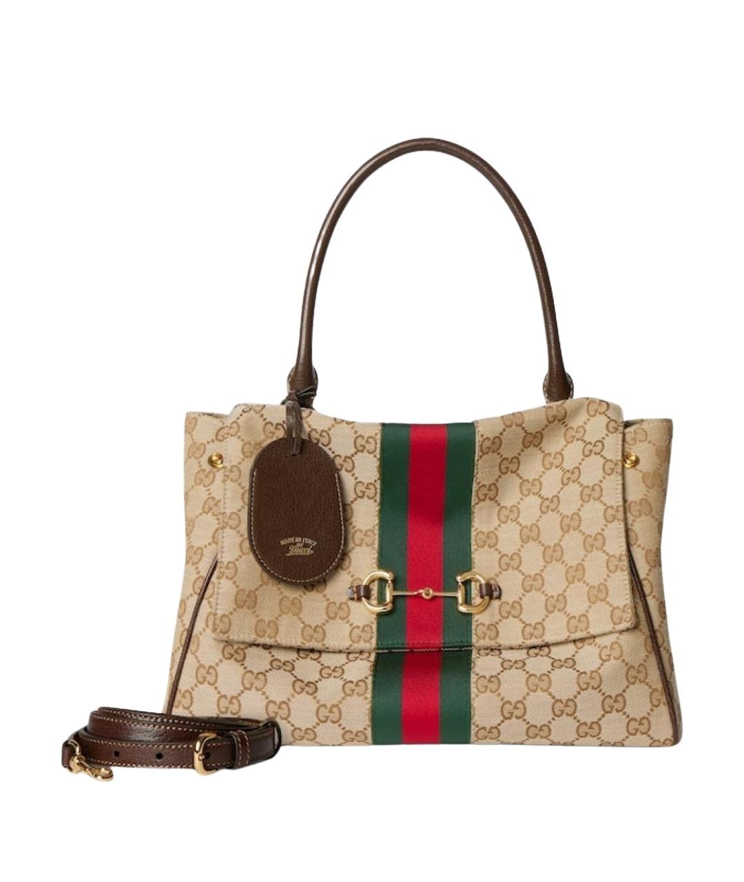 GUCCI Коричневая сумка тоут из канвы, фото 2
