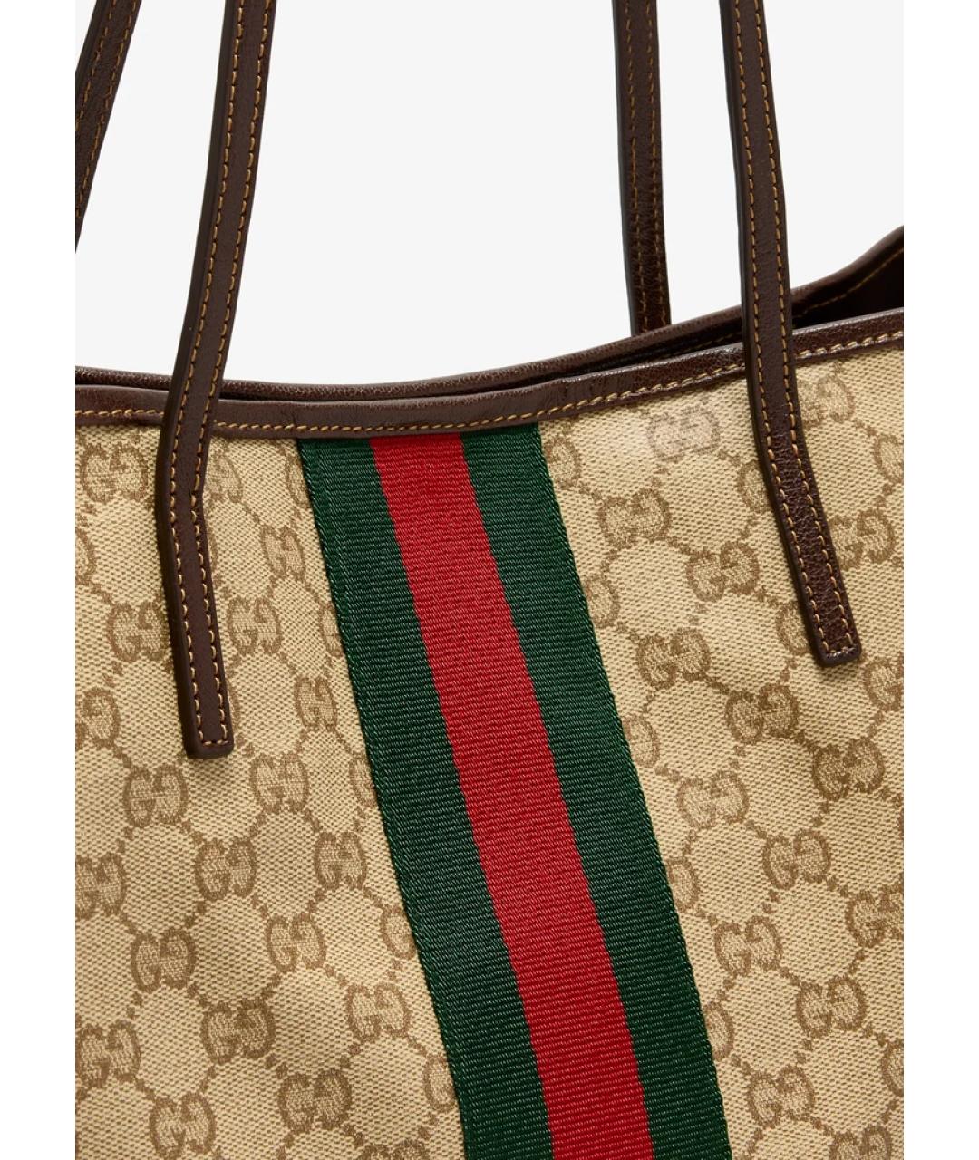 GUCCI Коричневая сумка тоут из канвы, фото 2