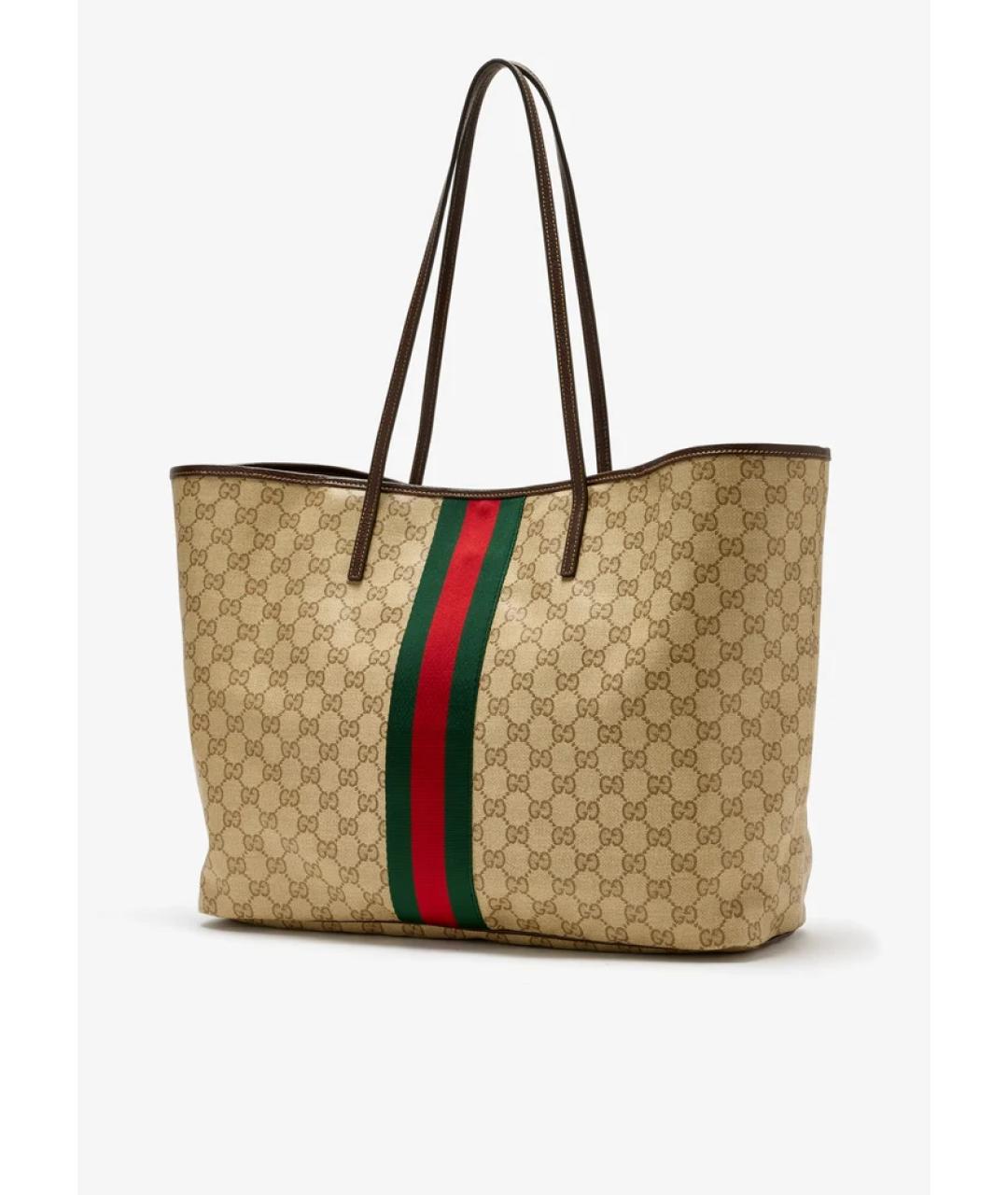 GUCCI Коричневая сумка тоут из канвы, фото 3