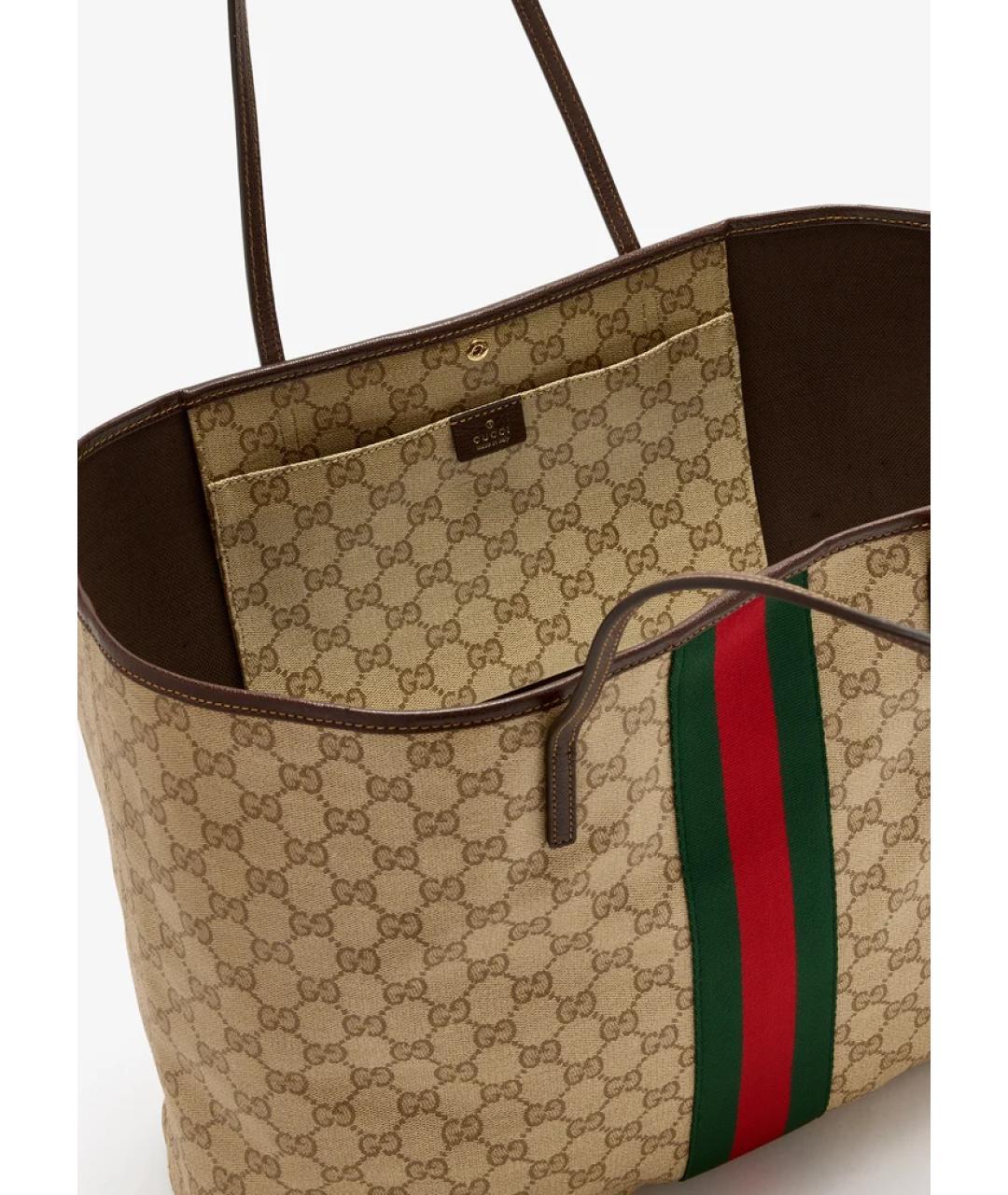 GUCCI Коричневая сумка тоут из канвы, фото 4