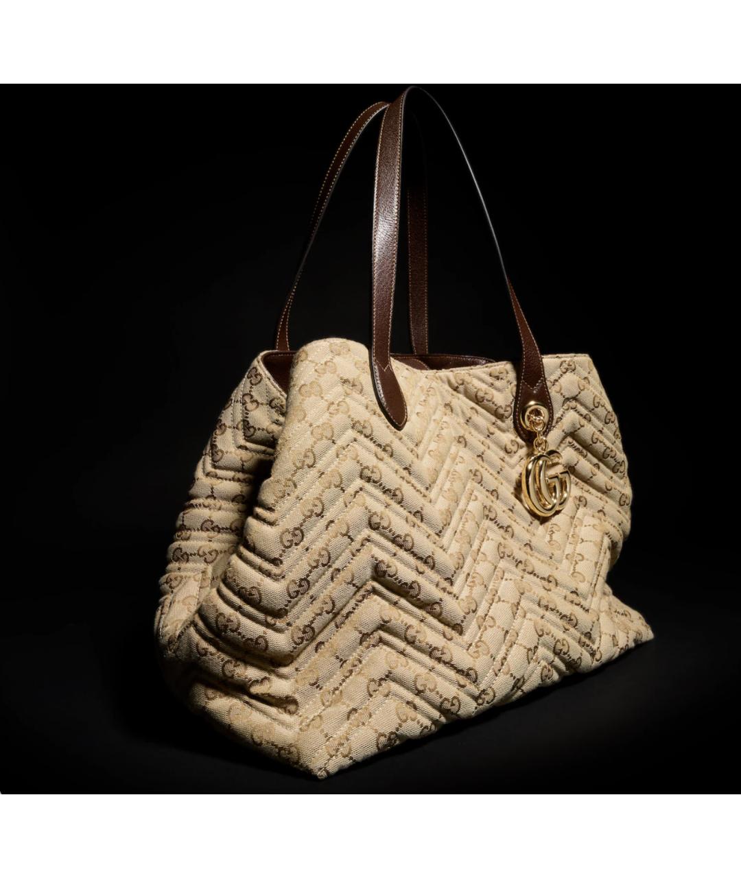 GUCCI Коричневая тканевая сумка тоут, фото 3