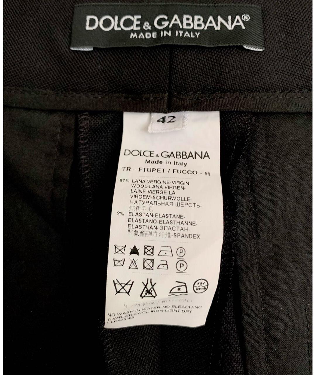DOLCE&GABBANA Черные вискозные прямые брюки, фото 3