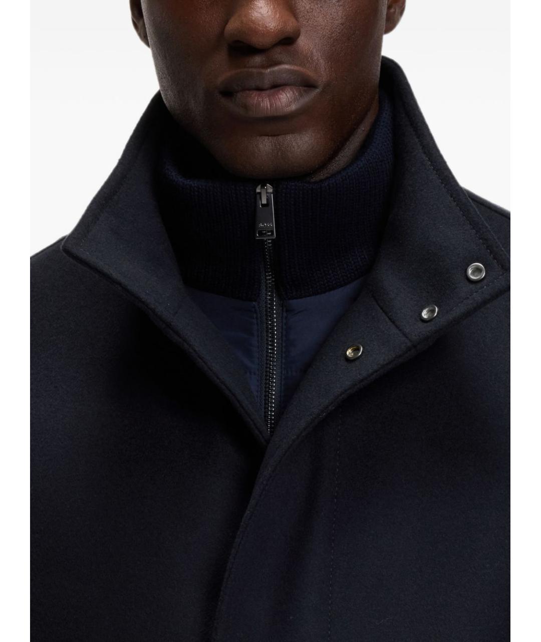 HUGO BOSS Темно-синее кашемировое пальто, фото 5