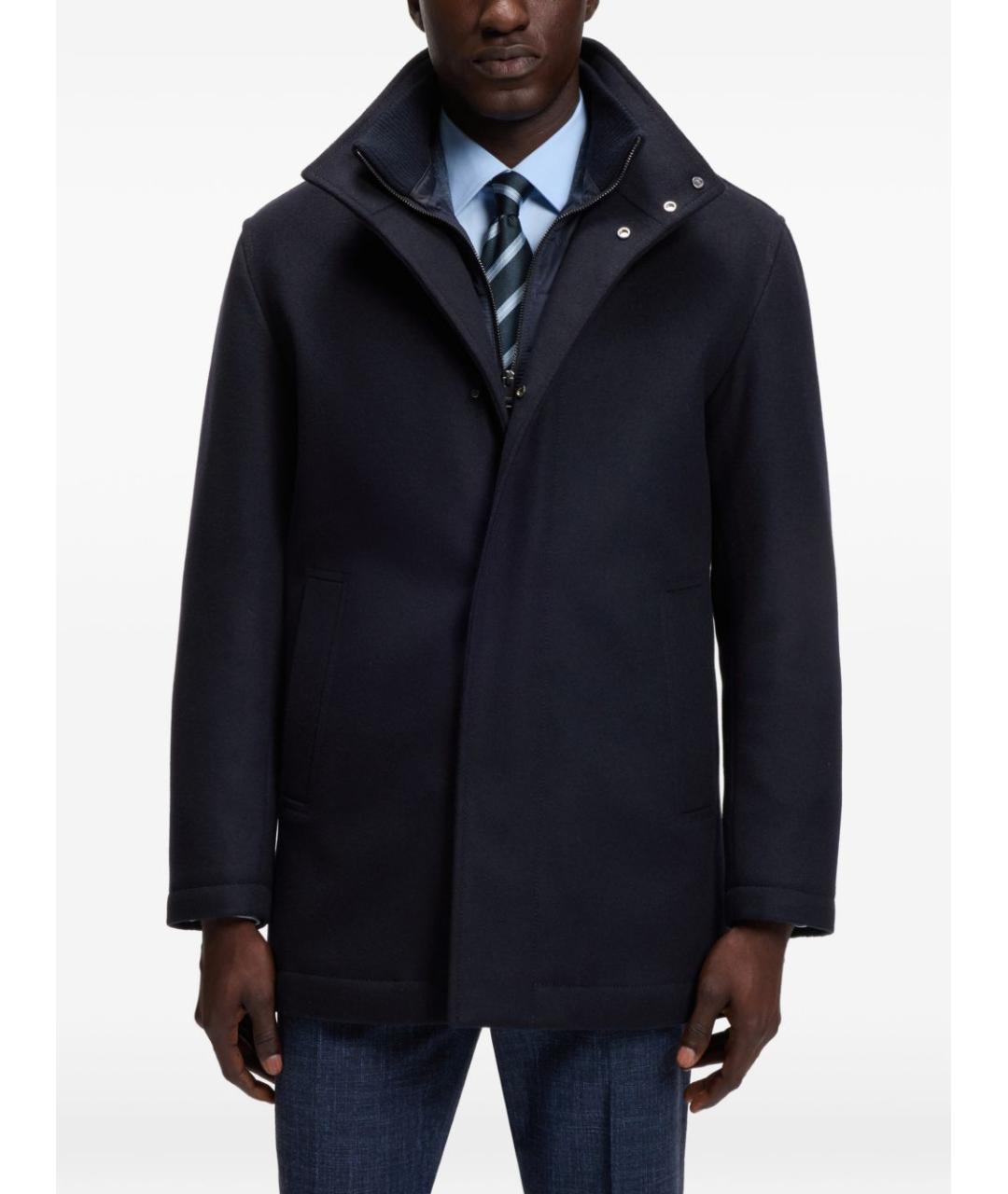 HUGO BOSS Темно-синее кашемировое пальто, фото 4