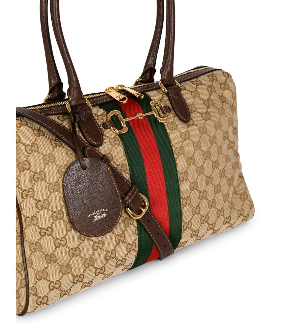 GUCCI Бежевая сумка тоут из канвы, фото 4