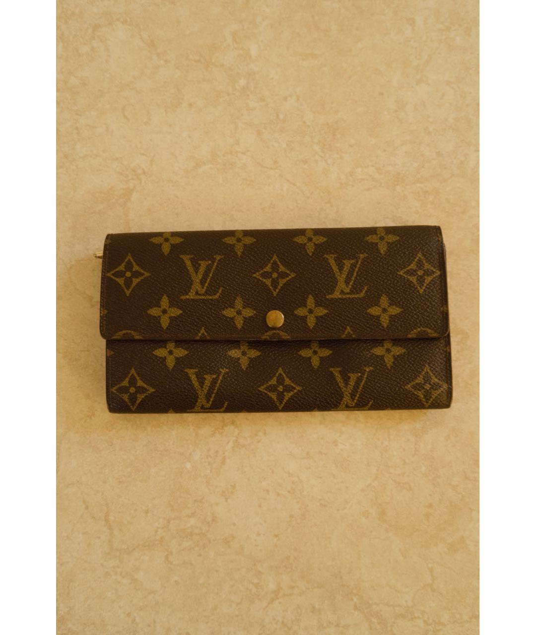 LOUIS VUITTON Коричневый кожаный кошелек, фото 8