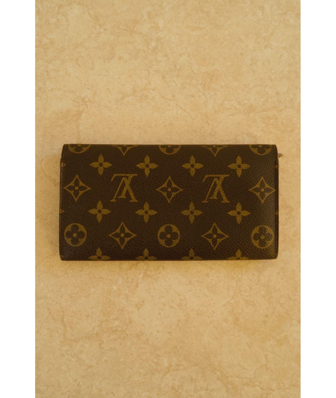 LOUIS VUITTON Коричневый кожаный кошелек, фото 3