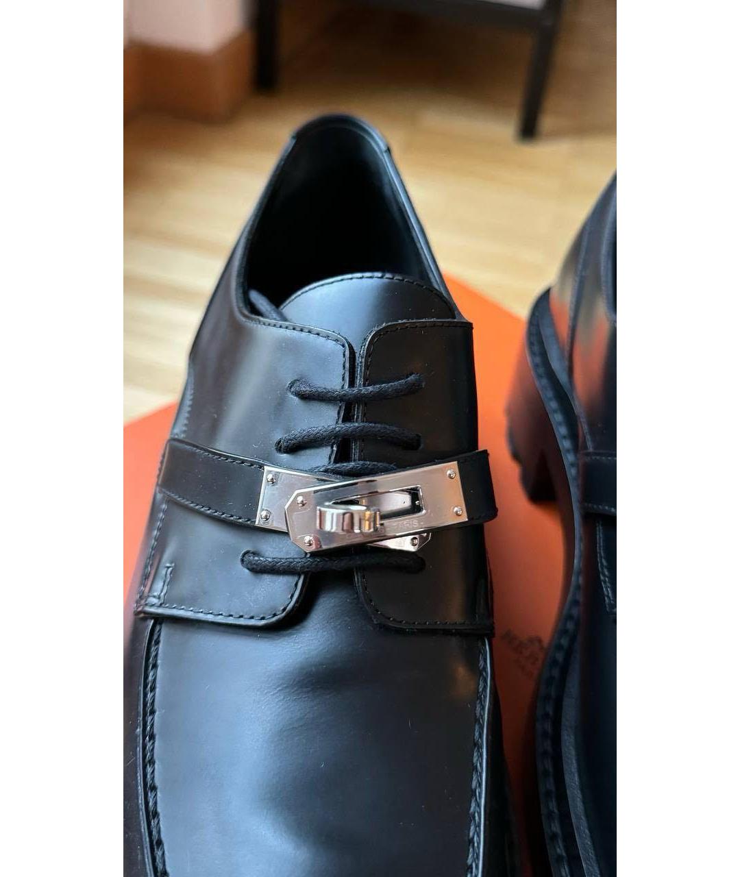 HERMES Черные кожаные брогги и оксфорды, фото 2