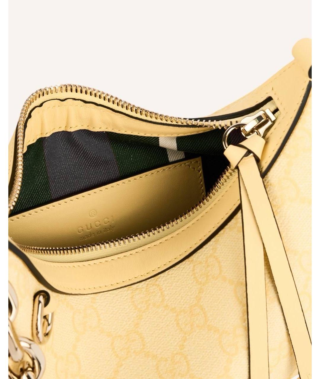 GUCCI Желтая сумка через плечо из канвы, фото 5