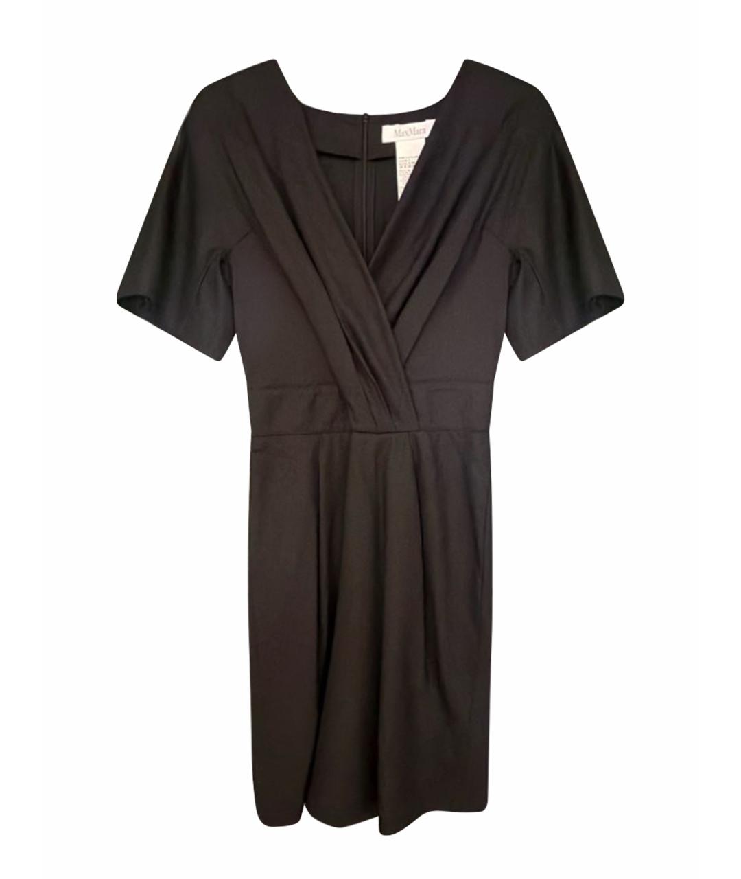 MAX MARA Черное шерстяное коктейльное платье, фото 1