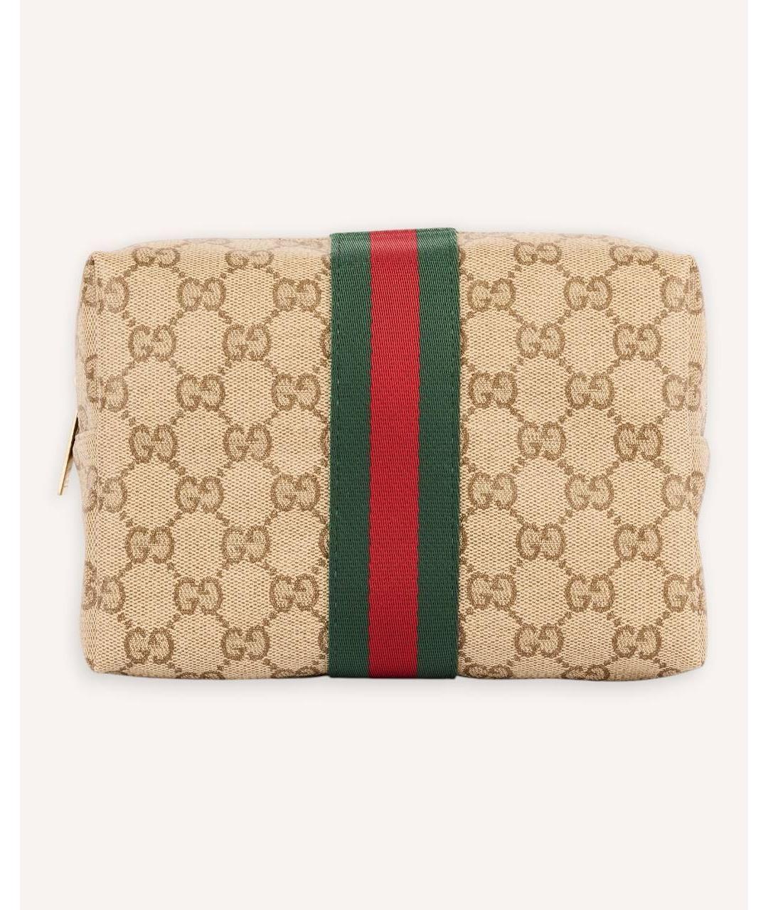 GUCCI Бежевая косметичка из канвы, фото 8