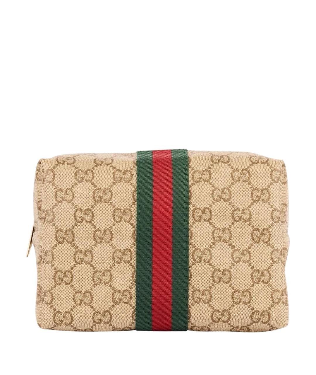 GUCCI Бежевая косметичка из канвы, фото 1