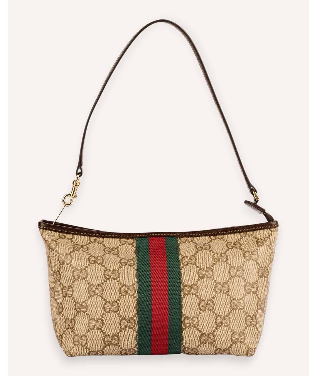 GUCCI Бежевая сумка на плечо из канвы, фото 2