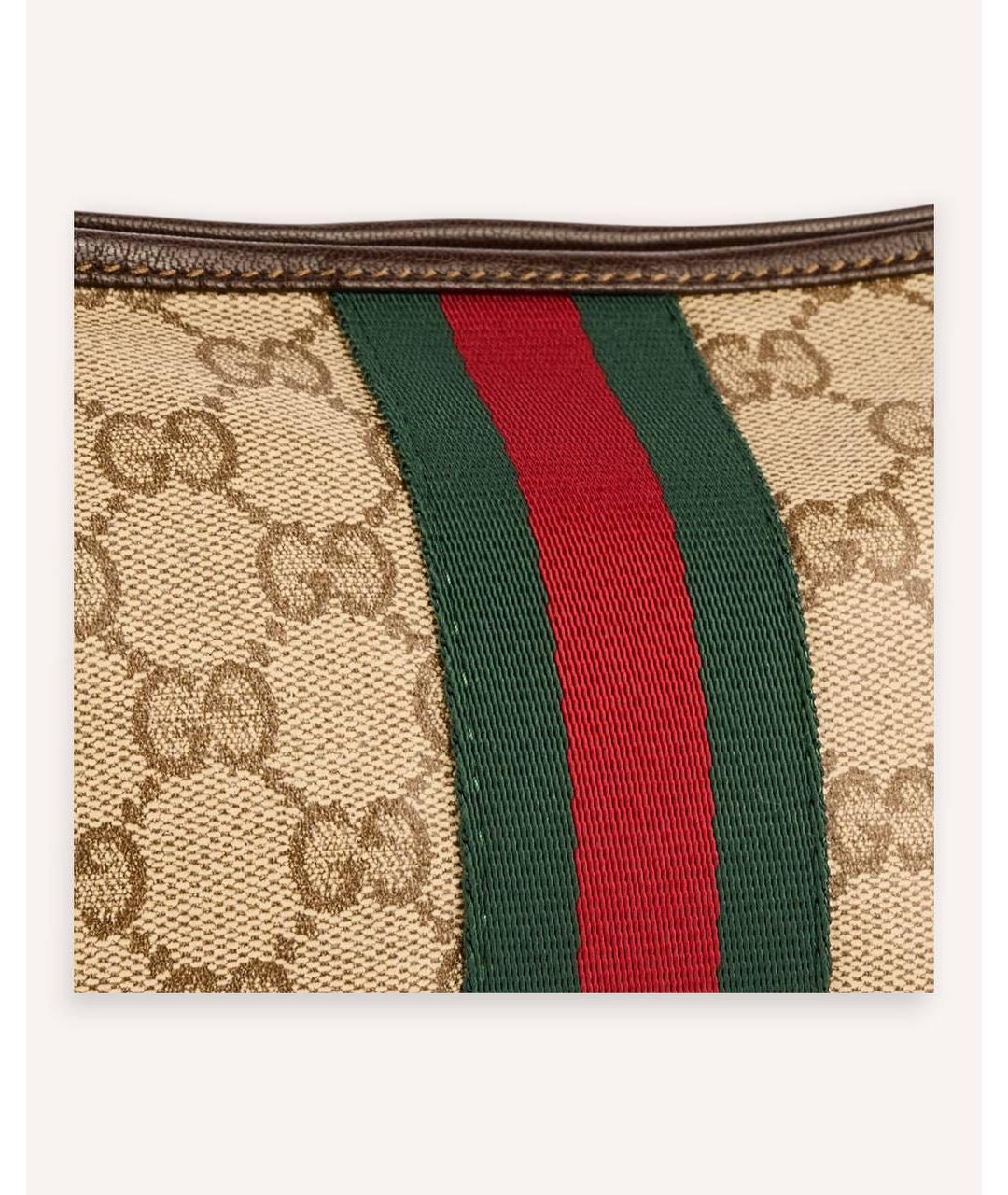 GUCCI Бежевая сумка на плечо из канвы, фото 5