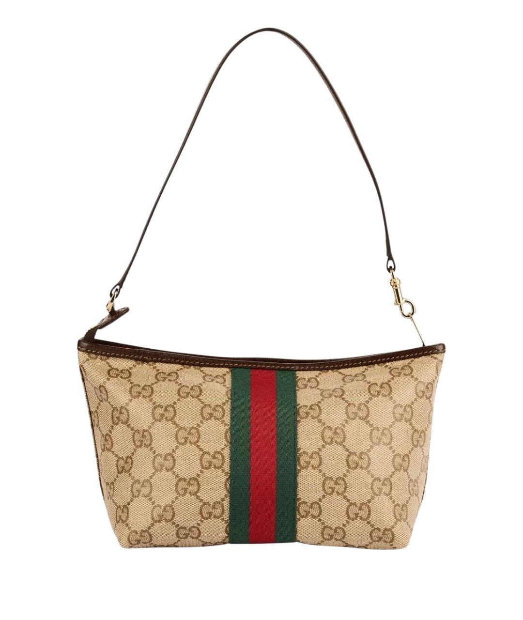 GUCCI Бежевая сумка на плечо из канвы, фото 1