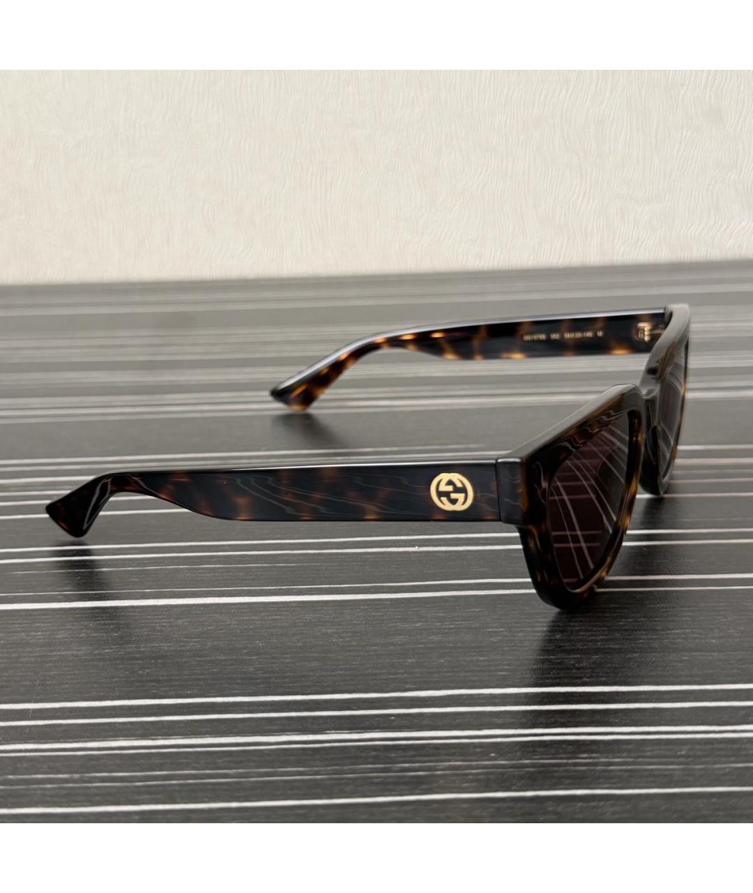 GUCCI Коричневые пластиковые солнцезащитные очки, фото 2