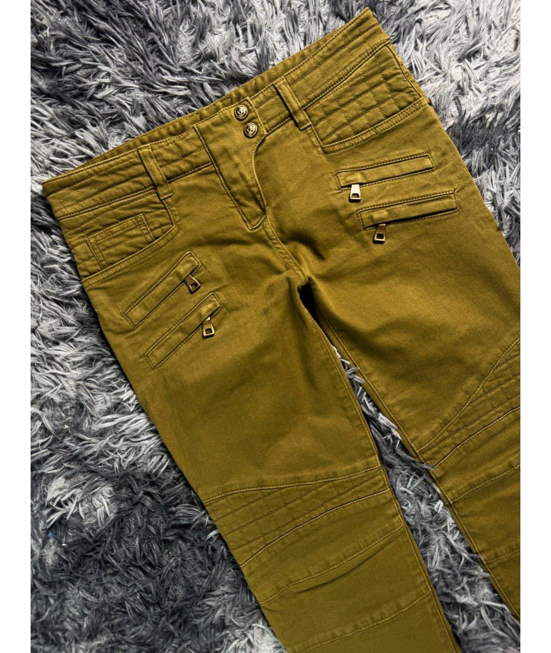 BALMAIN Зеленые хлопковые джинсы скинни, фото 4