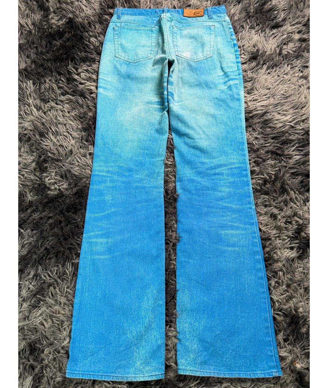 JUST CAVALLI Бирюзовые хлопковые джинсы, фото 2