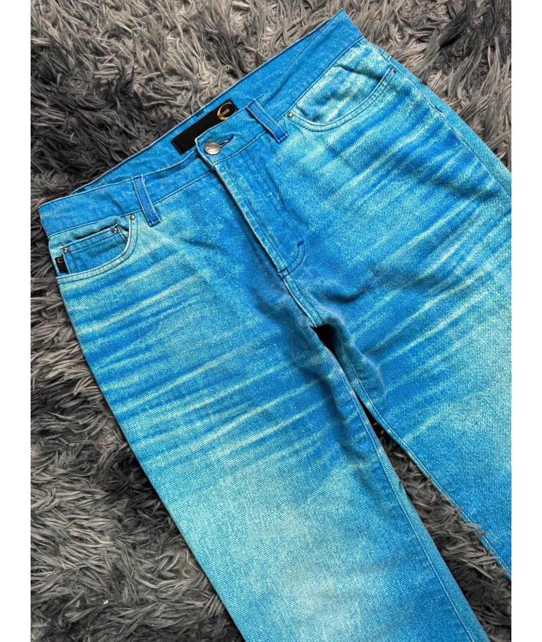 JUST CAVALLI Бирюзовые хлопковые джинсы, фото 4
