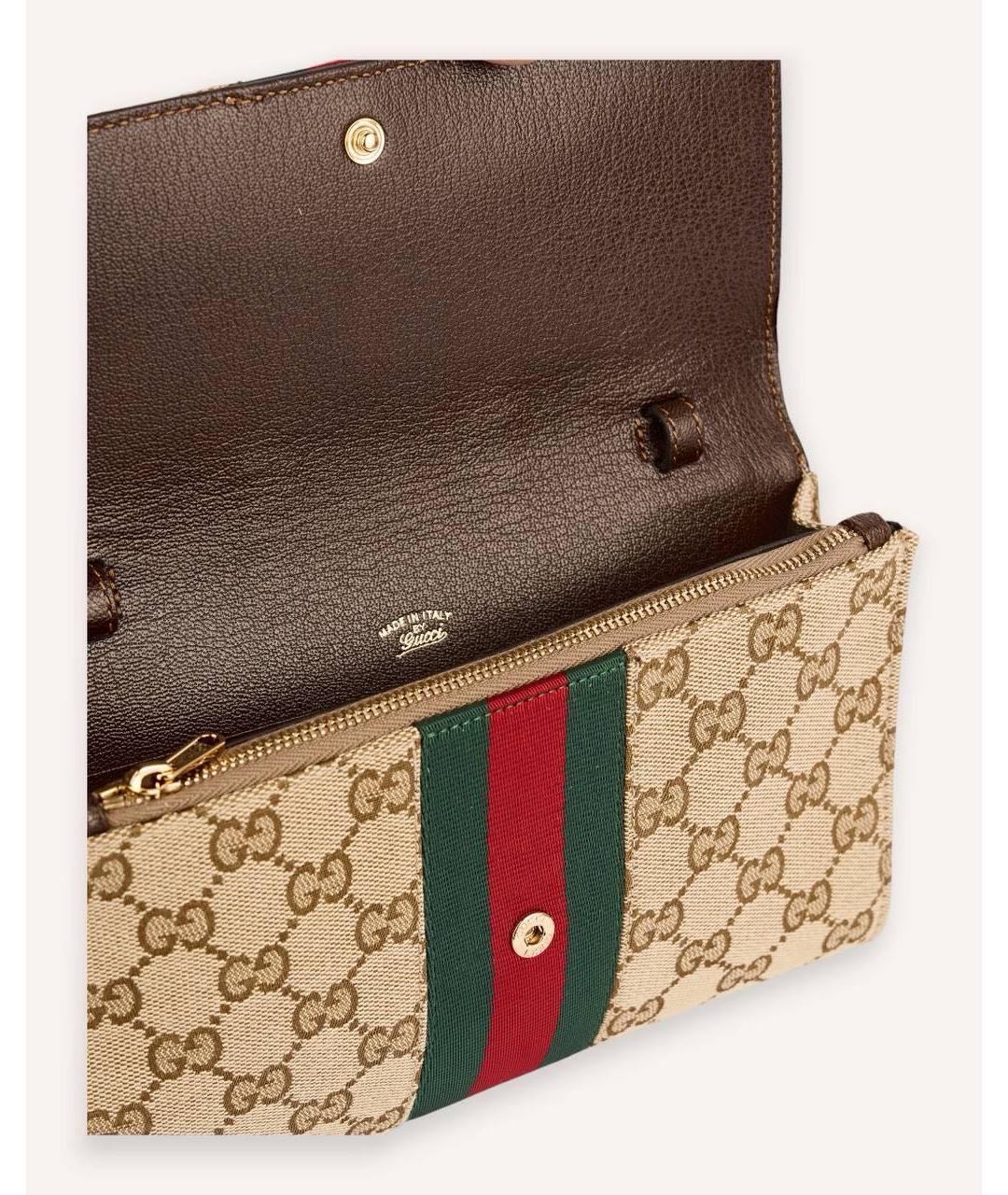 GUCCI Бежевая сумка через плечо из канвы, фото 6