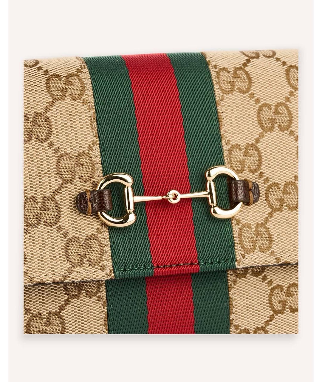 GUCCI Бежевая сумка через плечо из канвы, фото 4