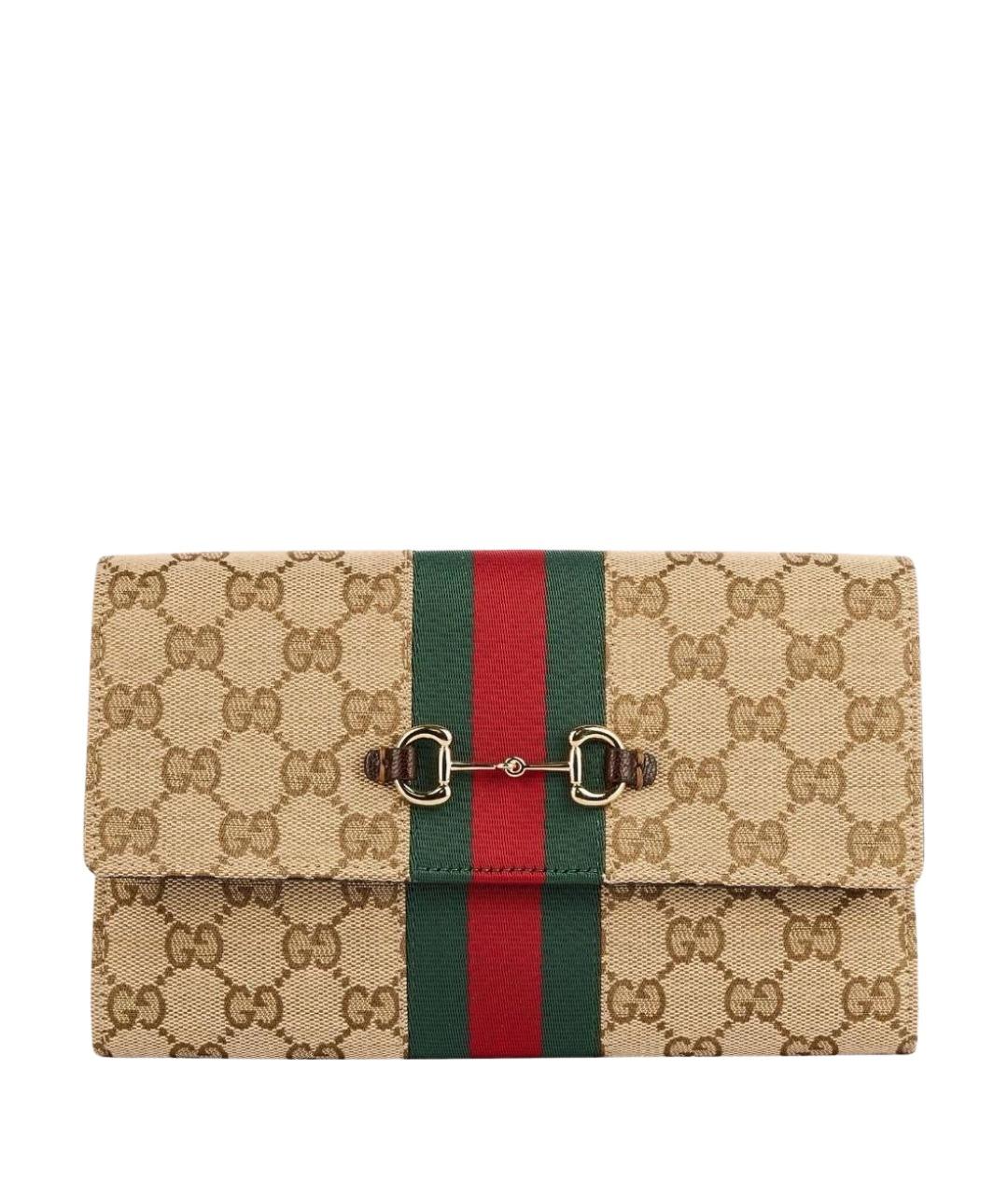 GUCCI Бежевая сумка через плечо из канвы, фото 1
