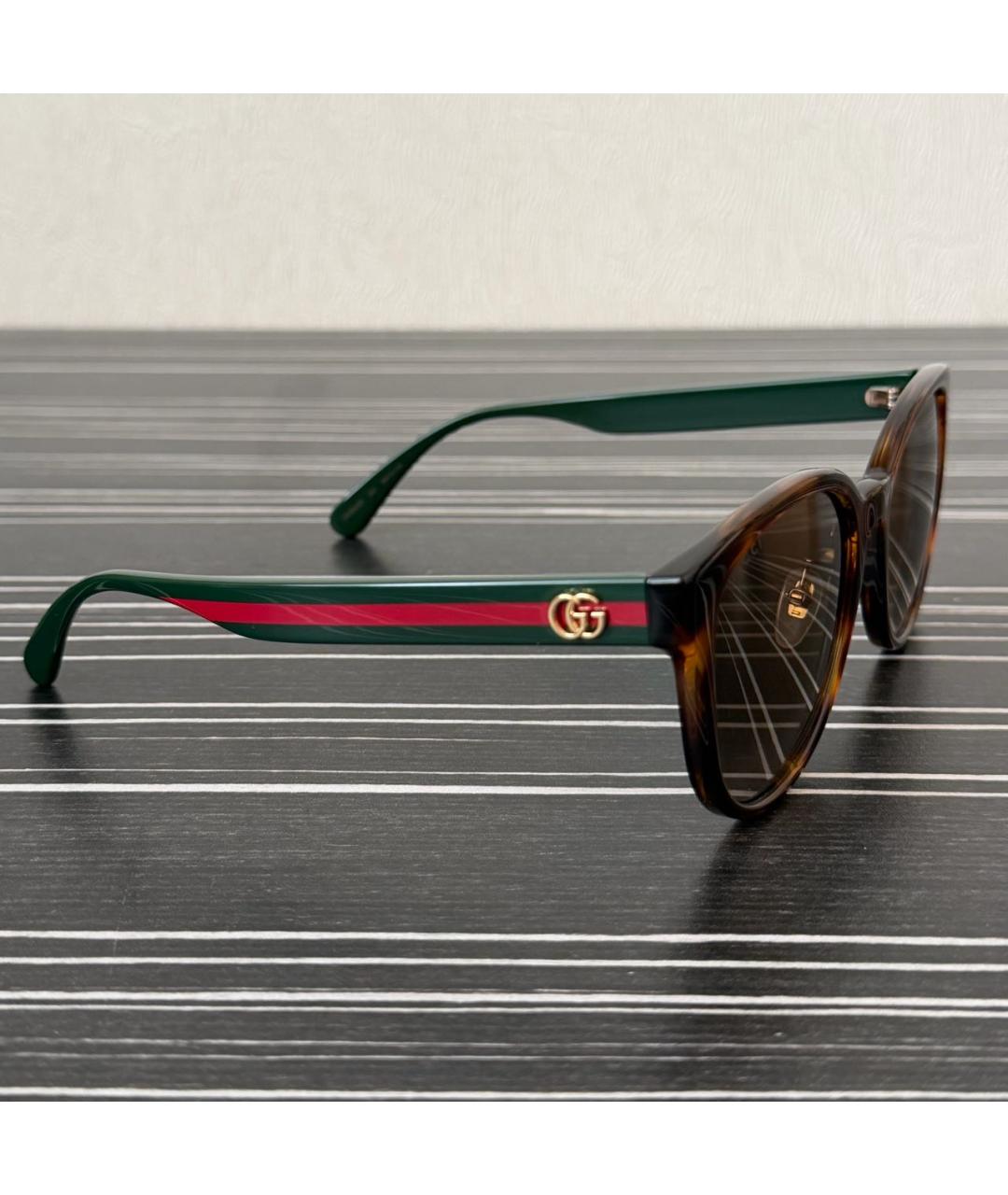 GUCCI Коричневые пластиковые солнцезащитные очки, фото 2